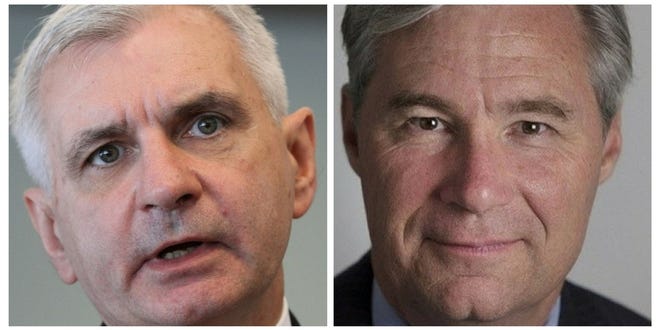 U.S. Senators Jack Reed, left, and Sheldon Whitehouse, D-R.I., say they do not think CIA Director Mike Pompeo is fit to become the next secretary of state. [The Providence Journal, file]