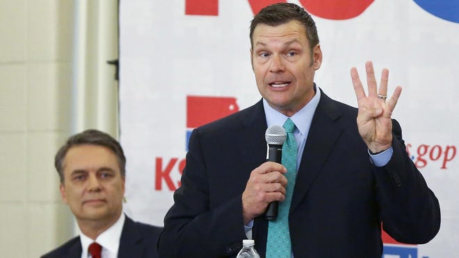 U.S. District Judge Julie Robinson on Wednesday found Secretary of State Kris Kobach in contempt of court. [April 2018 file photo/The Capital-Journal]