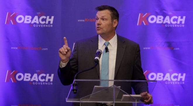 U.S. District Judge Julie Robinson declared Kris Kobach in contempt for refusing to comply with her directives in a lawsuit brought by the American Civil Liberties Union challenging state law requiring proof of citizenship when registering to vote. [2017 file photo/The Associated Press]
