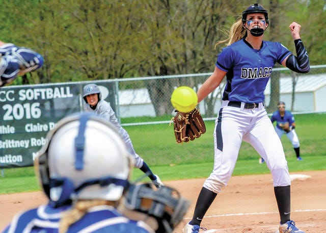 Molly Jacobsen pitching during a game earlier this season. PHOTO COURTESY OF DMACC