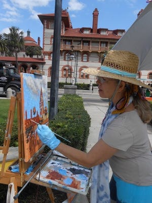 St. Augustine artist Mariane Lerbs paints the historic Ponce de Leon Hotel. [CONTRIBUTED]