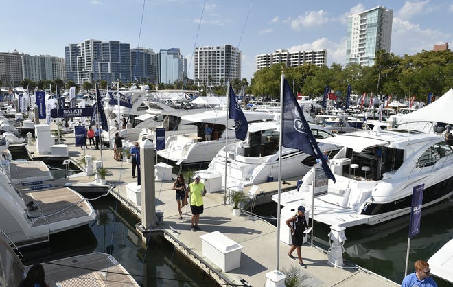 The Suncoast Boat Show continues Sunday at Marina Jack in Sarasota, including three performances by Twiggy The Water Skiing Squirrel. [Herald-Tribune staff photo / Thomas Bender]