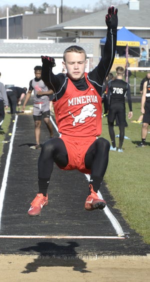 Minerva's Taylor Lowmiller finished fifth in the long jump at the Stark County Championships with a leap of 18'5