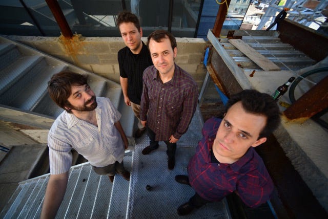 The electric guitar quartet Dither, which performed Saturday for New Music New College, has developed a unique repertoire of composed music, jazz-like improvisation and electronic manipulation. [Courtesy photo]
