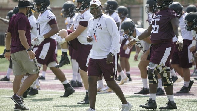 Texas State head coach Everett Withers prepares a young team to start his second season leading the Bobcats in San Marcos. The Texas State football program is looking to rebound from a two-win season a year ago as they continue preparations for their upcoming home opener, leaning more on the defense early on. RALPH BARRERA / AMERICAN-STATESMAN