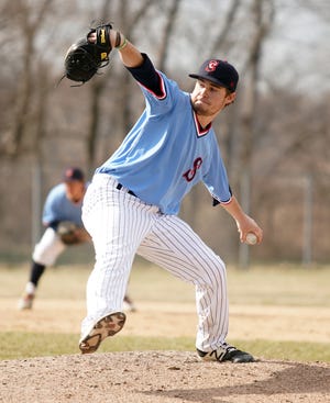 Carl Sandburg College sophomore Jack Gray, a graduate of Notre Dame High School, struck out a career-high 12 in a complete-game victory over Sauk Valley on April 10. Through Tuesday, he leads the team in appearances (12), saves (3, in 3 chances) and is tied for first in wins (4). He’s second on the team in innings (30.2) and strikeouts (36). [Photo courtesy Carl Sandburg College]