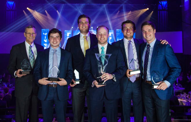 The High Growth Undergraduate first place team at the 2018 Love’s Entrepreneur’s Cup, American Corn Husks from the University of Oklahoma includes, from left, Lowell Busenitz, Christian Leech, Bruce Wilhelm, Chris Wengierski, Will Kennedy and Danny Buckley. [Photo provided]