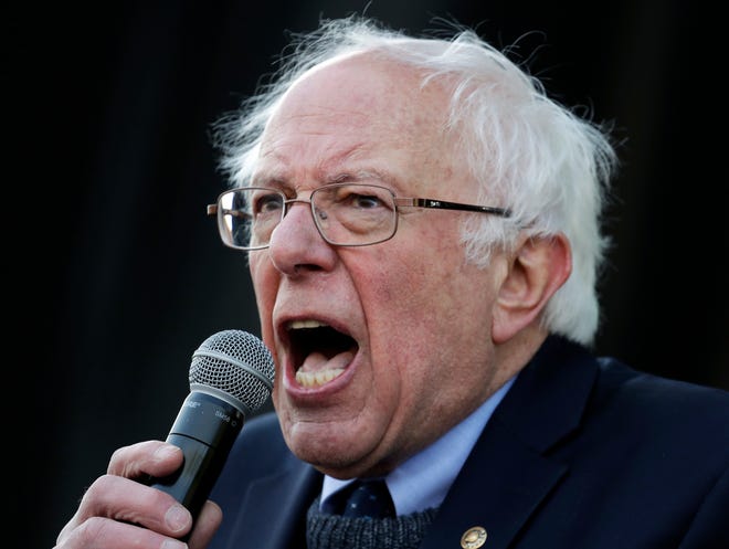 Sen. Bernie Sanders, I-Vt., speaks at a rally on April 4 commemorating the 50th anniversary of the assassination of the Martin Luther King Jr. in Memphis, Tennessee. [AP FILE]