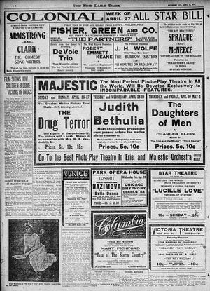 This is a copy of the Erie Daily Times from April 25, 1914. [ERIE TIMES-NEWS/ERIE TIMES-NEWS]