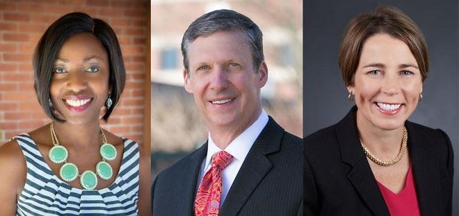 The University of Massachusetts Dartmouth has named, left to right, Bryony Bouyer, Keith Hovan, Maura Healey as 2018 commencement speakers. [Image via Umass Dartmouth]