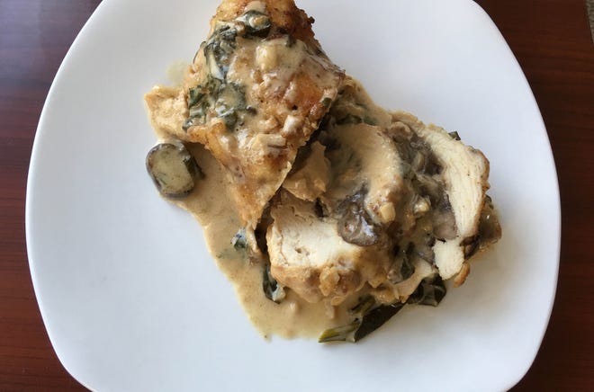 Chicken stuffed with mozzarella and mushrooms. [Susan Selasky/Detroit Free Press/TNS]