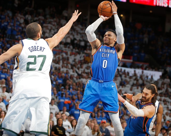 Oklahoma City's Russell Westbrook is one of the most dynamic players in the NBA. The Thunder needs the All-Star guard to shoot, although the type of shots are as important as shot volume. [PHOTO BY BRYAN TERRY, THE OKLAHOMAN] 
   
 .