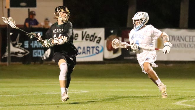 Nease attacker Phil Mylet, left, was one of eight St. Johns County boys and girls lacrosse players name U.S. Lacrosse All-Americans. [WILL BROWN/THE RECORD]