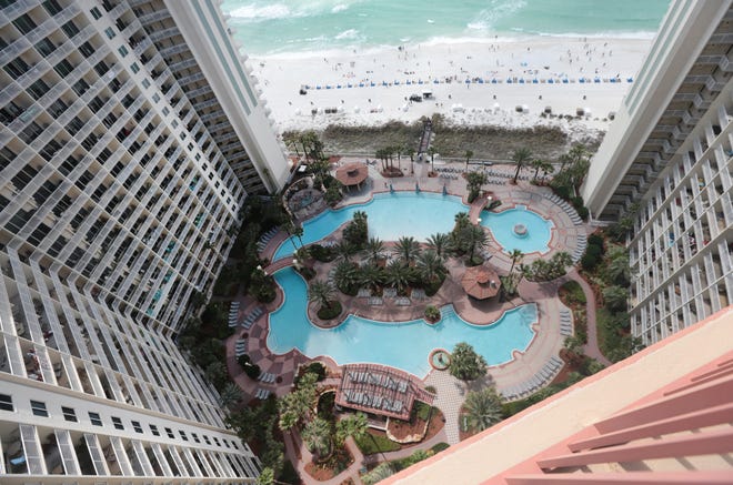 Condo owners at Shores of Panama have purchased the resort’s amenities, which include a 14,000-square-foot beachfront pool complex, bar and grill, spa, fitness center, indoor pool and meeting rooms. [PATTI BLAKE/NEWS HERALD FILE PHOTO]