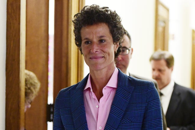 Andrea Constand, main accuser in the Bill Cosby trial, leaves courtroom A after testifying in the Bill Cosby sexual assault trial at the Montgomery County Courthouse, Wednesday, April 25, 2018, in Norristown, Pa. (AP Photo/Corey Perrine, Pool)
