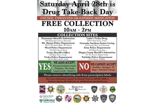 A poster for Prescription Drug Take-Back Day on April 28, 2018 in Siskiyou County. Submitted