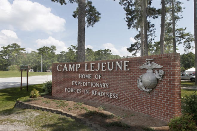 Sign near entrance to Marine Corps Base Camp Lejeune. [Jacksonville Daily News file photo]