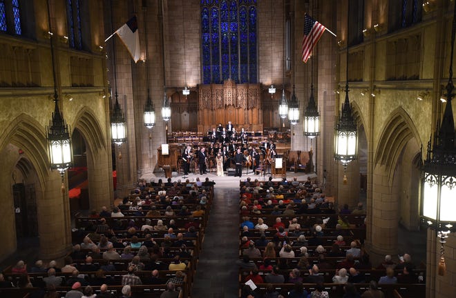 The Erie Chamber Orchestra performs its final concert on April 28 at Erie's First Presbyterian Church of the Covenant. [JACK HANRAHAN/ERIE TIMES-NEWS]