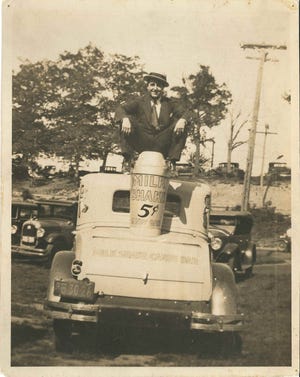 Utica salesman Alex Chancia, shown here in June 1930 atop his 1929 Chevy at Bristol, Connectuicut's Lake Compounce, North America's oldest operating amusement park and one-time home to the world's top-rated roller coaster. [SUBMITTED PHOTO]