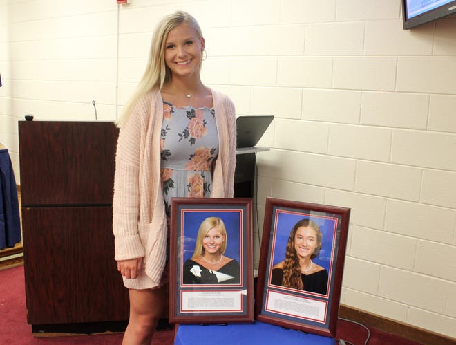 Colonial Heights High School senior Allison Tucker receives the school's Senior of the Month award for the month of April. [Kelsey Reichenberg/progress-index.com]