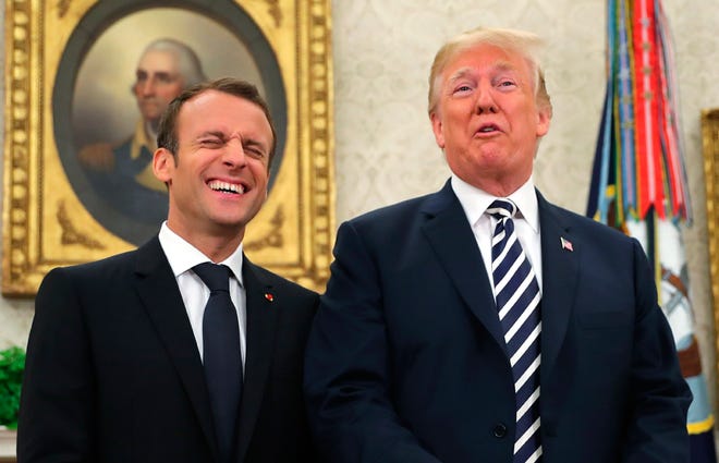President Donald Trump and French President Emmanuel Macron on Tuesday, April 24.