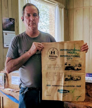 Pictured is Rick Cozart who stopped by the Ledger office to share the 1969 special Ledger insert celebrating the 50th anniversary of International Harvester.