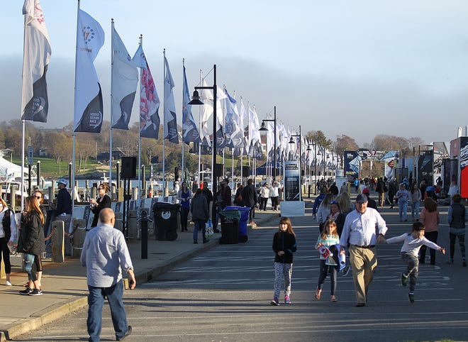 The hustle and bustle at the Volvo Ocean Race village at Fort Adams in Newport. [The Providence Journal / Glenn Osmundson]
