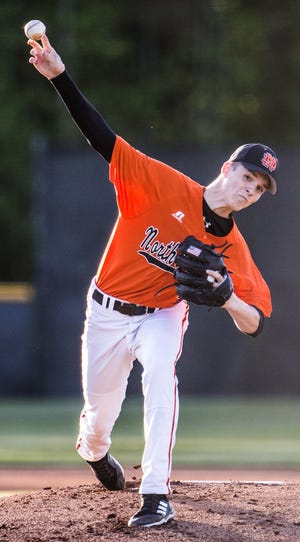 North Davidson's Brandon Warlick pitches against Ledford during a recent game at North Davidson. North's baseball team (20-4), seeded No. 3 in the state 2-A playoffs, entertains No. 14 Franklin (16-7) at 7 p.m. on Friday in Welcome in a second round game. The Black Knights' softball team (24-3) has a second round game at 7 p.m. on Saturday at North. They will host R-S Central of Spindale (19-4), which is seeded 9th in the tournament. The Black Knights are an 8th seed. [Dan Busey/The Dispatch]