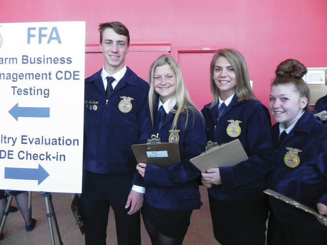 Nevada FFA Poultry Evaluation students, left to right, Noah Nusbaum, Catelynn Adelmund, Rylee Stevenson and Averie Dobson. Contributed photo