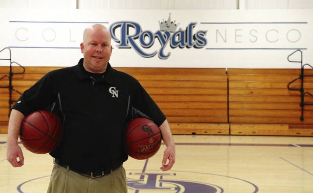 Colo-NESCO High School Principal Brandon Kelley will give up his athletic director role and become Colo-NESCO’s head high school boys’ basketball coach next year. Coaching basketball is near and dear to his heart. He looks forward to returning to it. Photo by Marlys Barker
