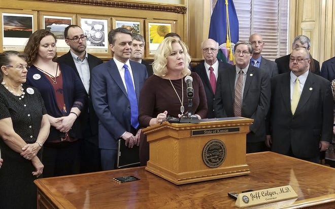 At a news conference Thursday at the Statehouse, Gina Meier-Hummel, secretary of the Kansas Department for Children and Families, said she supports legislation requiring her agency to turn over information about child deaths. [Sherman Smith/The Capital-Journal]