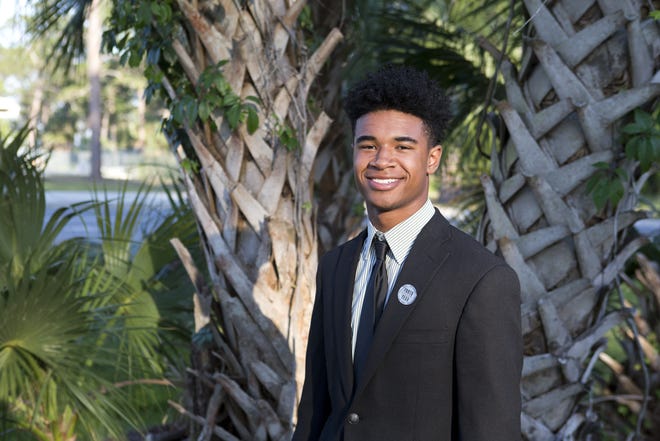 Khaleel Anderson at youth center at the Naval Surface Warfare Center Panama City Division on Wednesday. He won the Florida 2018 Military Youth of the Year award. [JOSHUA BOUCHER/THE NEWS HERALD]