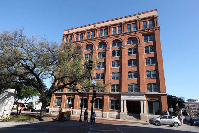 Lee Harvey Oswald fired shots at President Kennedy from this building, the former Texas School Book Depository, Dallas, Texas. [Steve Stephens]
