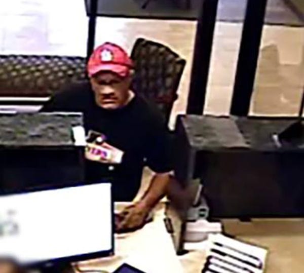 The Marion County Sheriff's Office released this surveillance image of the man suspected of robbing the Harbor Community Bank at 8290 SW College Road on Friday.