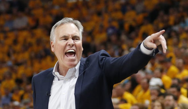 Houston Rockets head coach Mike D'Antoni has encouraged his players to shoot the ball at will while creating space, a strategy he is now being praised for. [AP PHOTO/RICK BOWMER]
