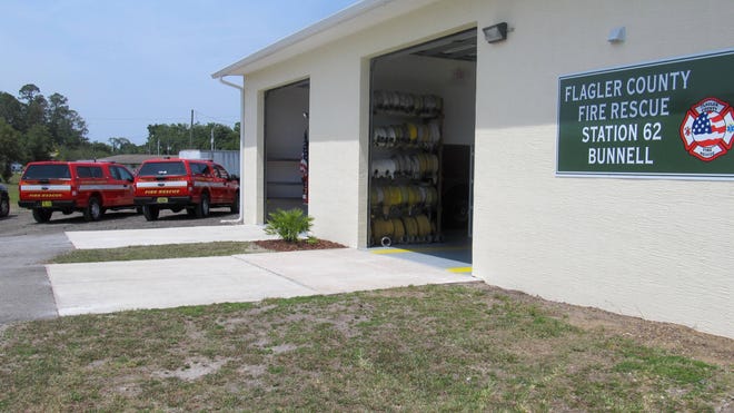 The former Bunnell volunteer fire department's headquarters became Flagler County's new fire station April 1 as part of a 30-year merger between the city and county. Bunnell and Flagler officials held a public showcasing of the revamped station Friday. [News-Journal/Matt Bruce]