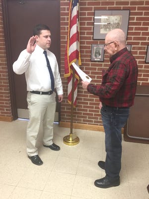 Jeff Stauffer was sworn in as Loudonville's newest police officer by Village Council President Bill Welsh on April 30.