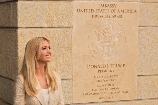 U.S. President Donald Trump's daughter Ivanka Trump attends the opening ceremony of the new U.S. Embassy in Jerusalem on Monday. [Sebastian Scheiner/The Associated Press]