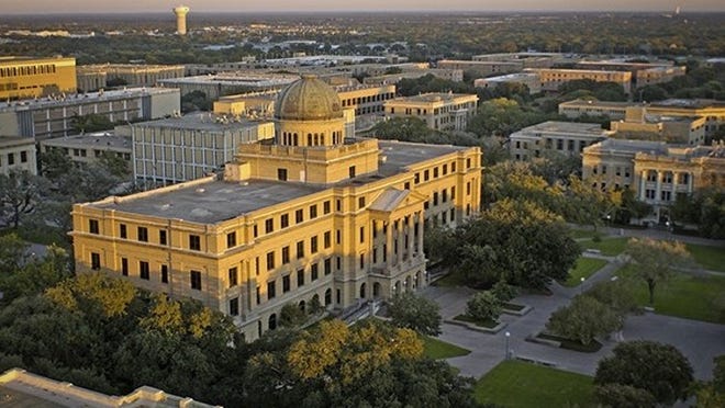 Aerial view of the Academic Building at Texas A&M University. AMERICAN-STATESMAN FILE PHOTO