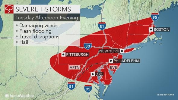 Severe thunderstorms with high winds and hail are in the forecast for Southern New England this afternoon.