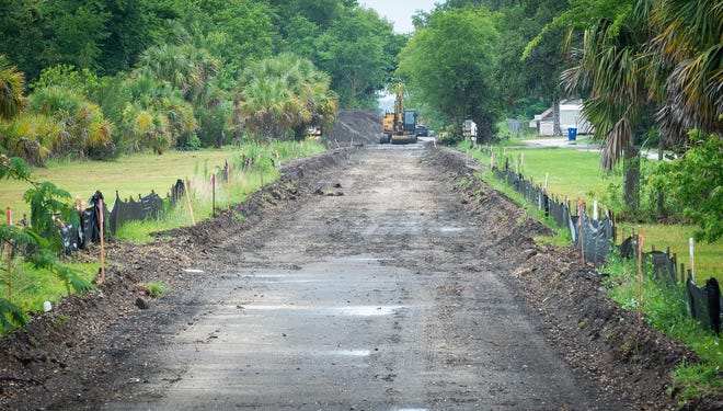The Florida Department of Transportation is working on building a section of bike path through the community of Hastings that will complete a 22-mile path that will run from Vermont Heights in St. Johns County to Palatka in Putnam County. The Hastings section is scheduled to be complete in November. [PETER WILLOTT/THE RECORD]