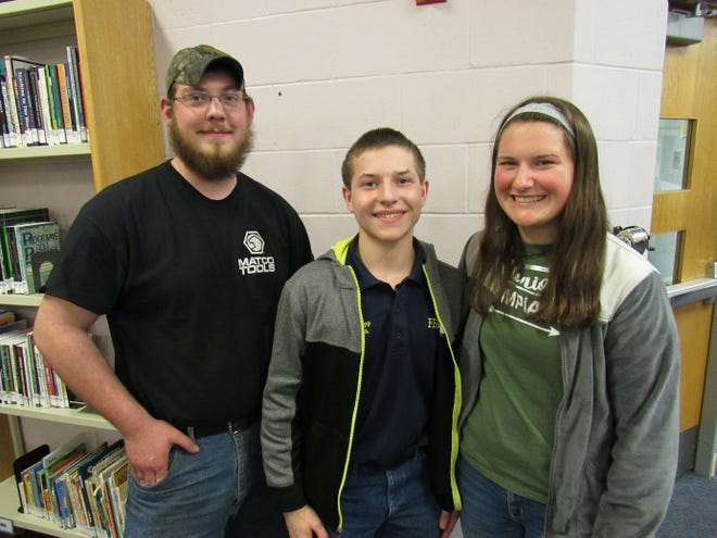 Olympia FFA Members from left: Auston Southerland, Cavit Schempp and Josie Litwiller participated in the "Wacky Wednesday" Section 9 event. [Photo submitted by Bryce Hoffman]