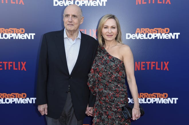 Jeffrey Tambor, left, and Kasia Ostlun attend the Los Angeles premiere of "Arrested Development" season five on Thursday. [Invision / AP / Richard Shotwell]