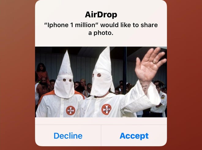A person who received the photo said it was sent using Apple AirDrop during an event at Cape Fear High School.

 [CONTRIBUTED]