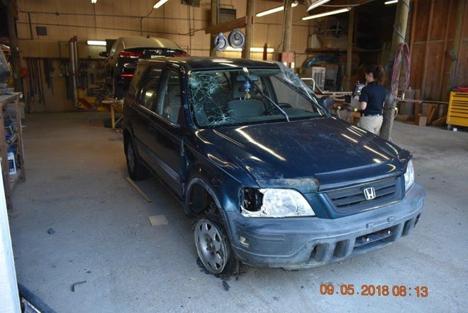 This green 1998 Honda CRV is the suspected vehicle in a hit-and-run crash on Okaloosa Island May 6. Authorities are still searching for its driver. [FHP/CONTRIBUTED PHOTO]