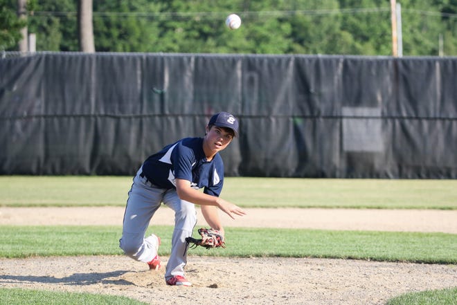 Parker Lendrum, an eighth grader at Cooperative Middle School in Stratham, delivers during a 2016 Cal Ripken 12-year-old state tournament game at Roger Allen Park in Rochester. Lendrum struck out 26 batters in one eight-inning game for CMS in a game last week. [Matt Parker/Seacoastonline files]