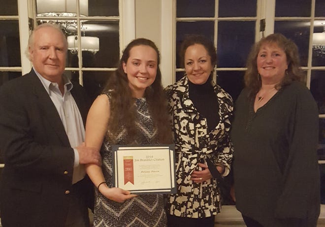Delaney K. Pinson awarded the Jim Bramblet Citation Scholarship from Kiwanis Club of the Stroudsburgs. Pictured from left are: Steve Pinson, Delaney Kane Pinson, Margaret Kane and Susan Neff-Ross, Stroudsburg Key Club Faculty Advisor. [PHOTO PROVIDED]