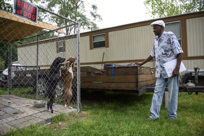 Charles Moore has lived in Garden Grove Mobile Home Park for 10 years. Last week, he said he was worried about the children and pets in the park who are going without running water. [Melissa Sue Gerrits/The Fayetteville Observer]