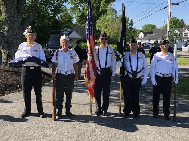The Honor Guard of the Vincent F. Picard American Legion Post 234 prepares to present the colors at Penta Communications annual flag raising ceremony. [Wicked Local photo by Sandy Meindersma]