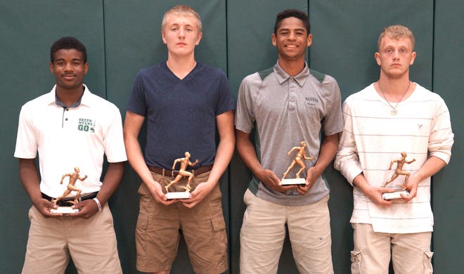 Special award winners during the boys track portion of the Malvern Spring Sports Banquet are (left to right) Adam Moser, Tommy Thompson, Jake Moser and Andrew Norton.